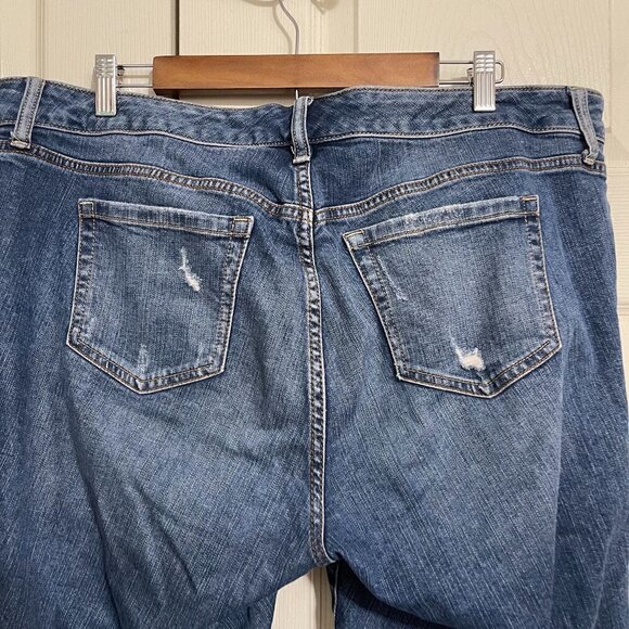 Torrid Women's Medium Wash Deconstruction Distressed Skinny Stretch Jeans Sz 16 - Picture 5 of 9